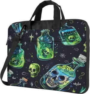 Funny Skull Laptop Shoulder Bag for Women, Abstract Skull Bottle Laptop Sleeve Case Durable Computer Bag