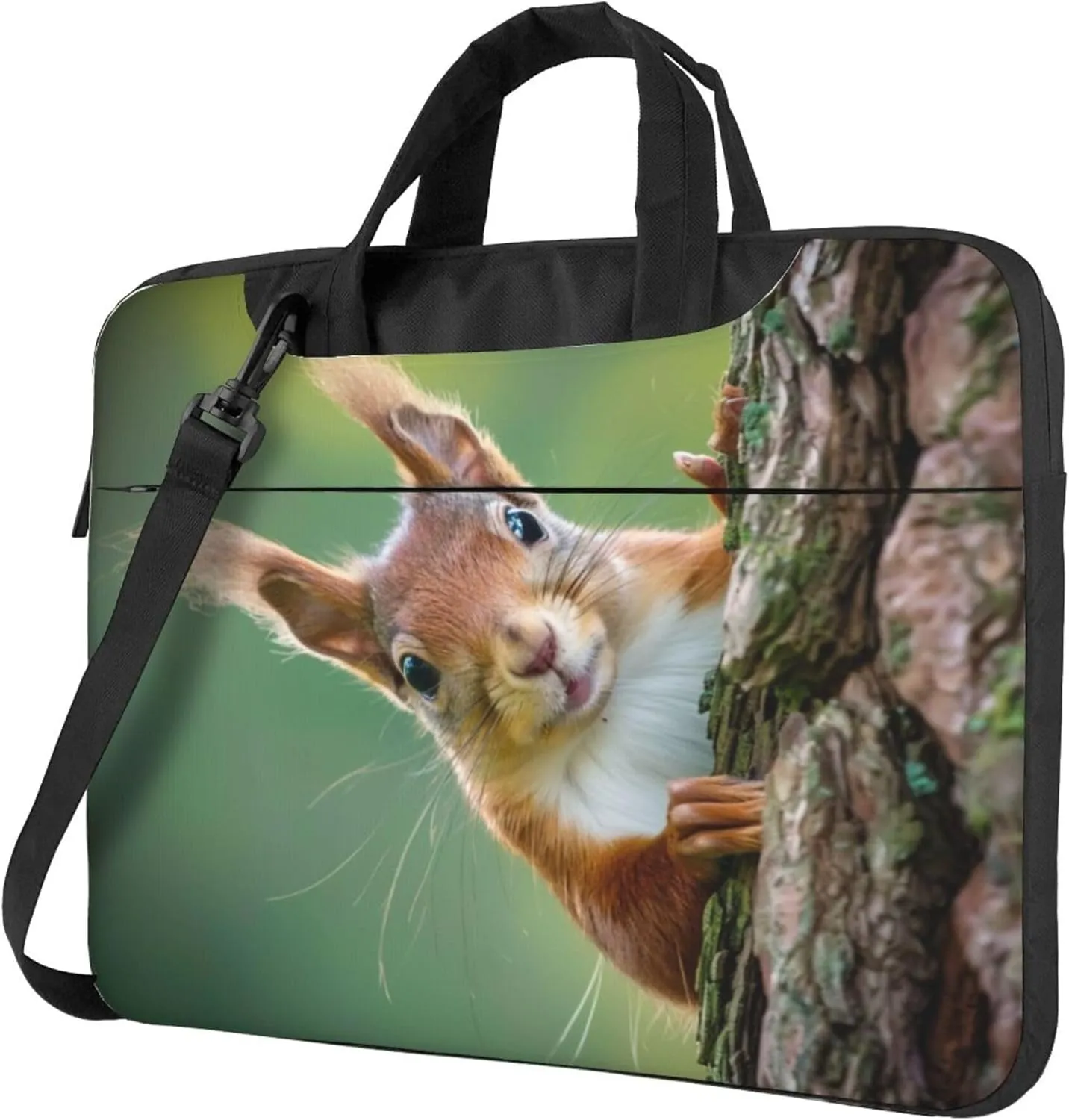 Funny Squirrel Laptop Shoulder Bag for Women, Squirrel Tree Laptop Sleeve Case Durable Computer Bag