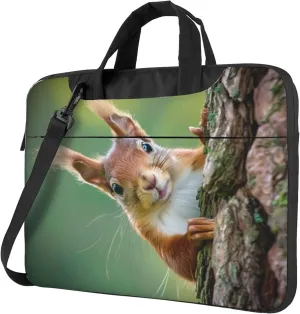 Funny Squirrel Laptop Shoulder Bag for Women, Squirrel Tree Laptop Sleeve Case Durable Computer Bag
