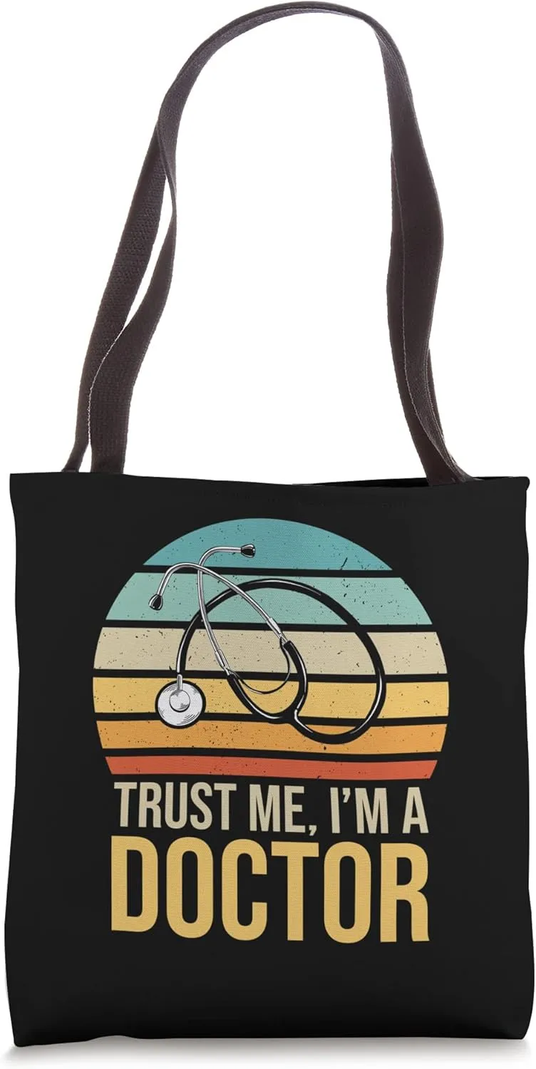 Funny Trust Me, I am a Doctor Retro Vintage Tote Bag