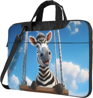 Funny Zebra Laptop Shoulder Bag for Women, Cute Zebra Laptop Sleeve Case Durable Computer Bag