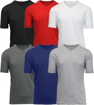 Galaxy by Harvic Men's 6-Pack Short Sleeve V-Neck Modern Fit Classic Tees (S-3XL)