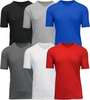 Galaxy by Harvic Men's 6-Pack Short Sleeve V-Neck Modern Fit Classic Tees (S-3XL)
