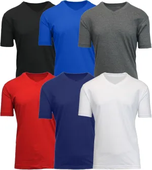 Galaxy by Harvic Men's 6-Pack Short Sleeve V-Neck Modern Fit Classic Tees (S-3XL)