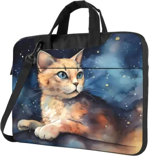 Galaxy Cute Cat Laptop Shoulder Bag for Women, Laptop Sleeve Case Durable Computer Bag