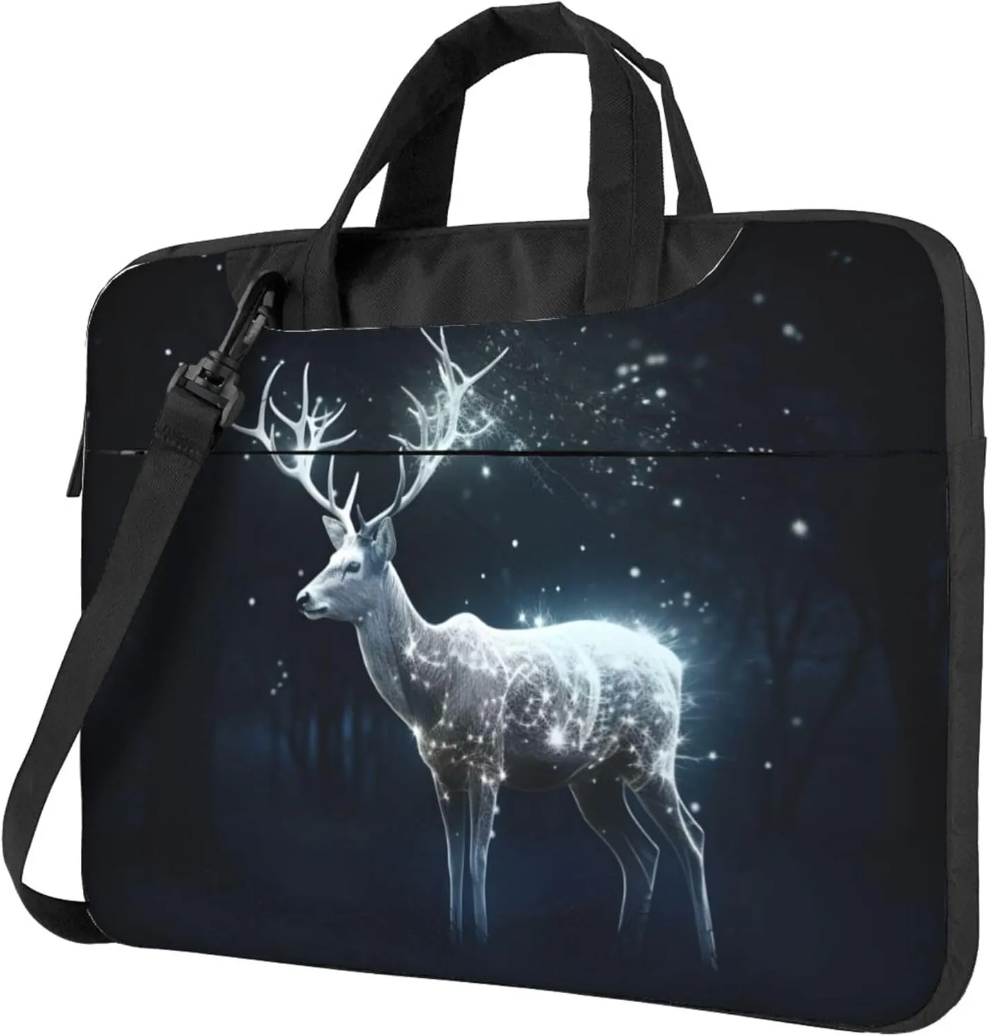 Galaxy Glowing Deer Laptop Shoulder Bag for Women, Laptop Sleeve Case Durable Computer Bag