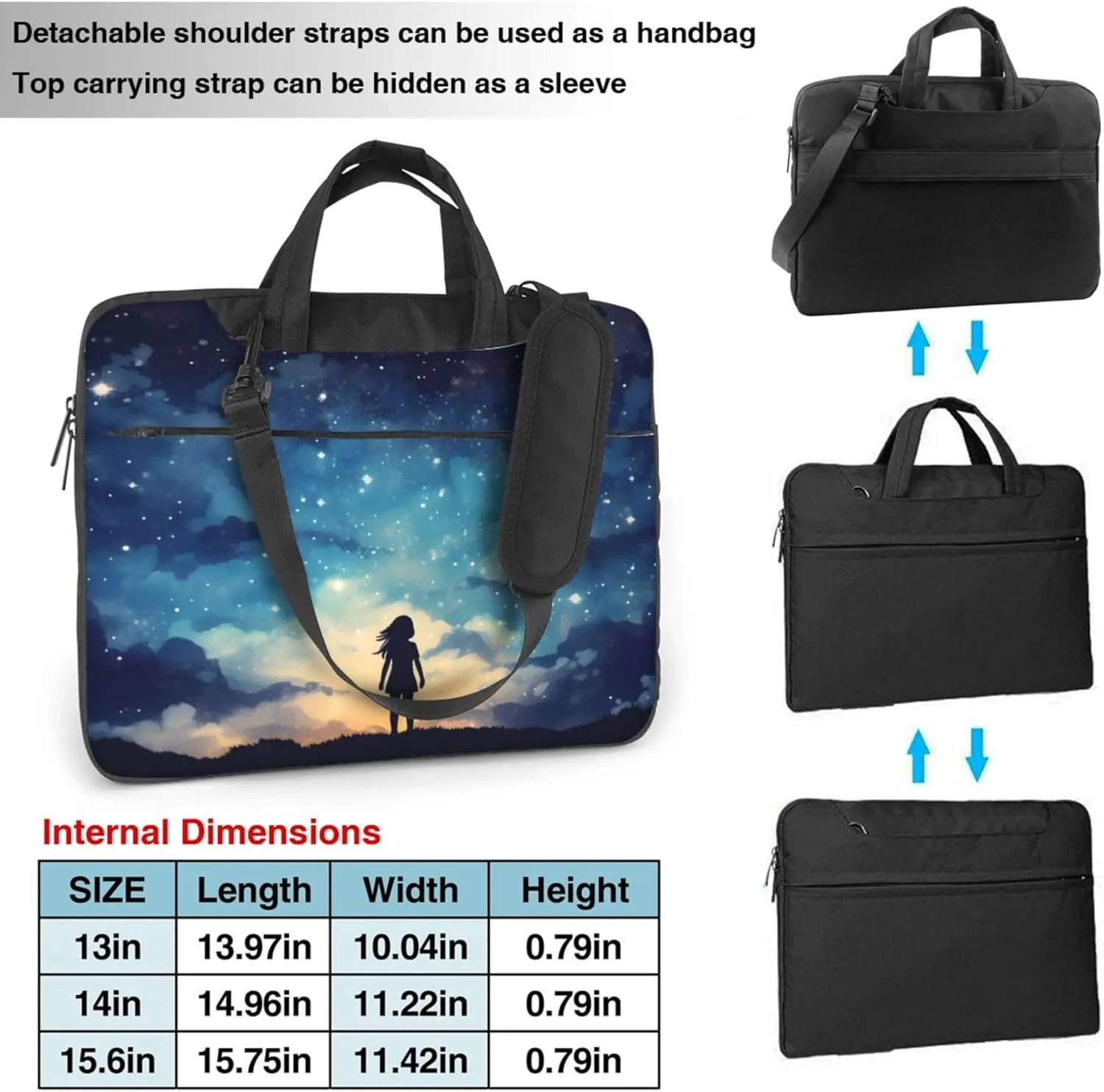 Galaxy Nebula Girl Painted Laptop Shoulder Bag for Women, Laptop Sleeve Case Durable Computer Bag