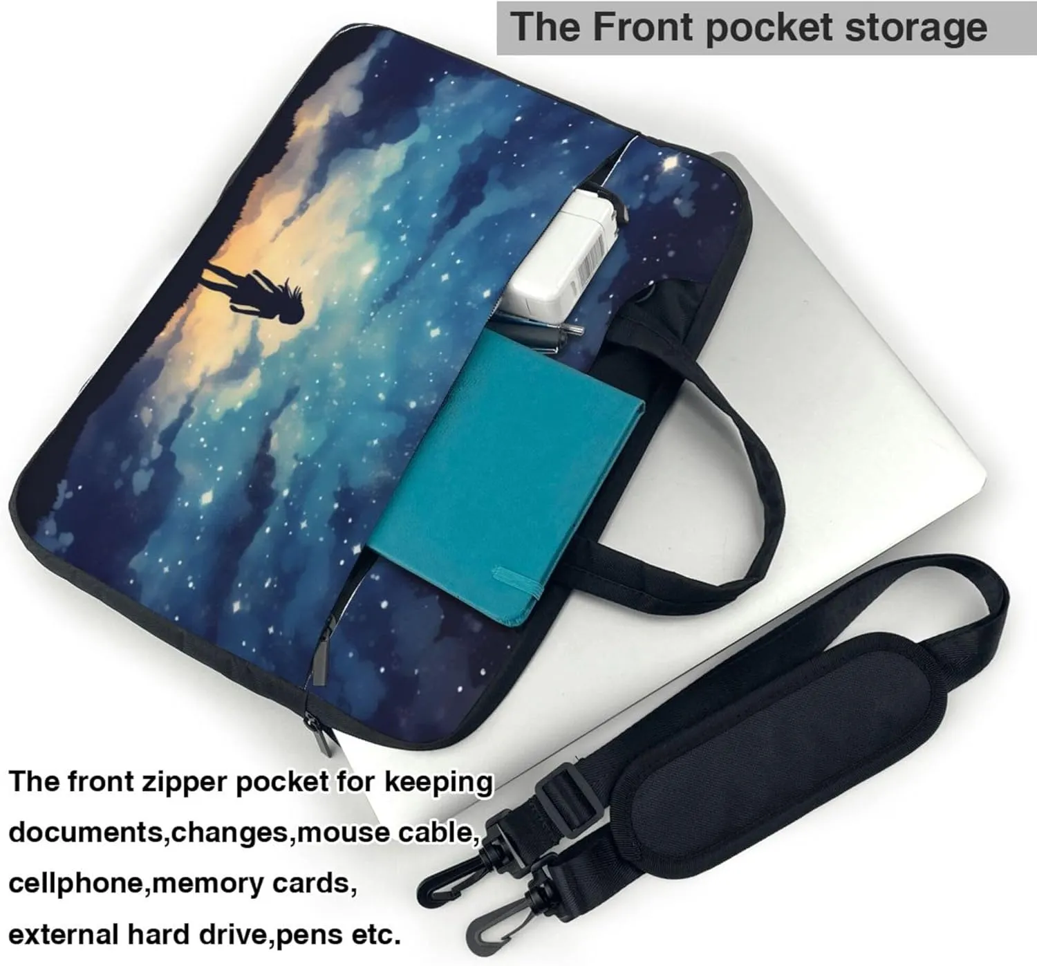 Galaxy Nebula Girl Painted Laptop Shoulder Bag for Women, Laptop Sleeve Case Durable Computer Bag