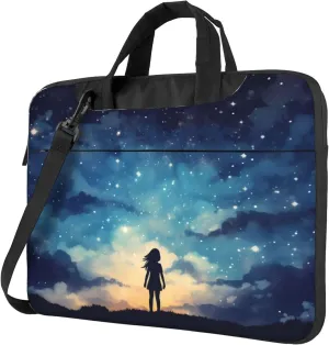 Galaxy Nebula Girl Painted Laptop Shoulder Bag for Women, Laptop Sleeve Case Durable Computer Bag