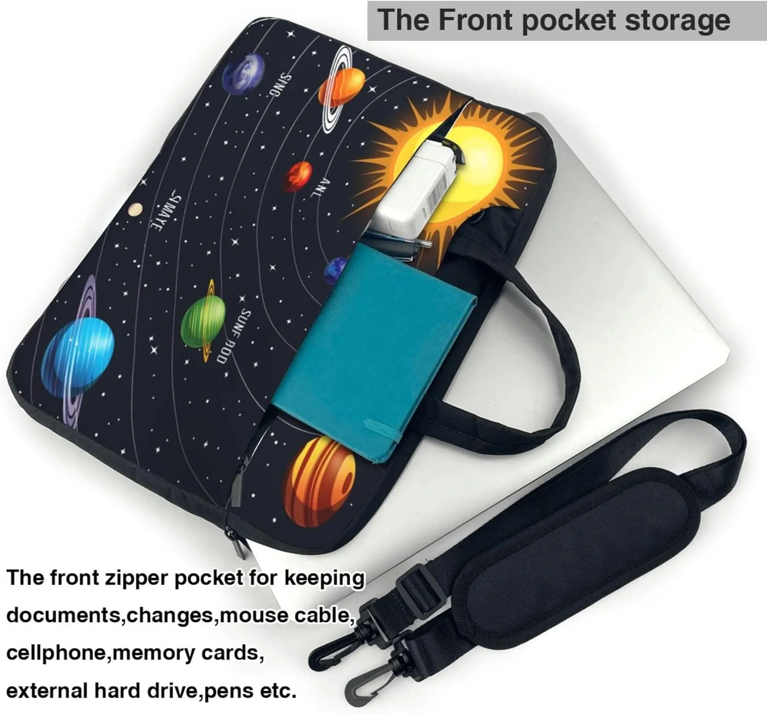Galaxy Planet Laptop Shoulder Bag for Women, Solar System Planet Laptop Sleeve Case Durable Computer Bag