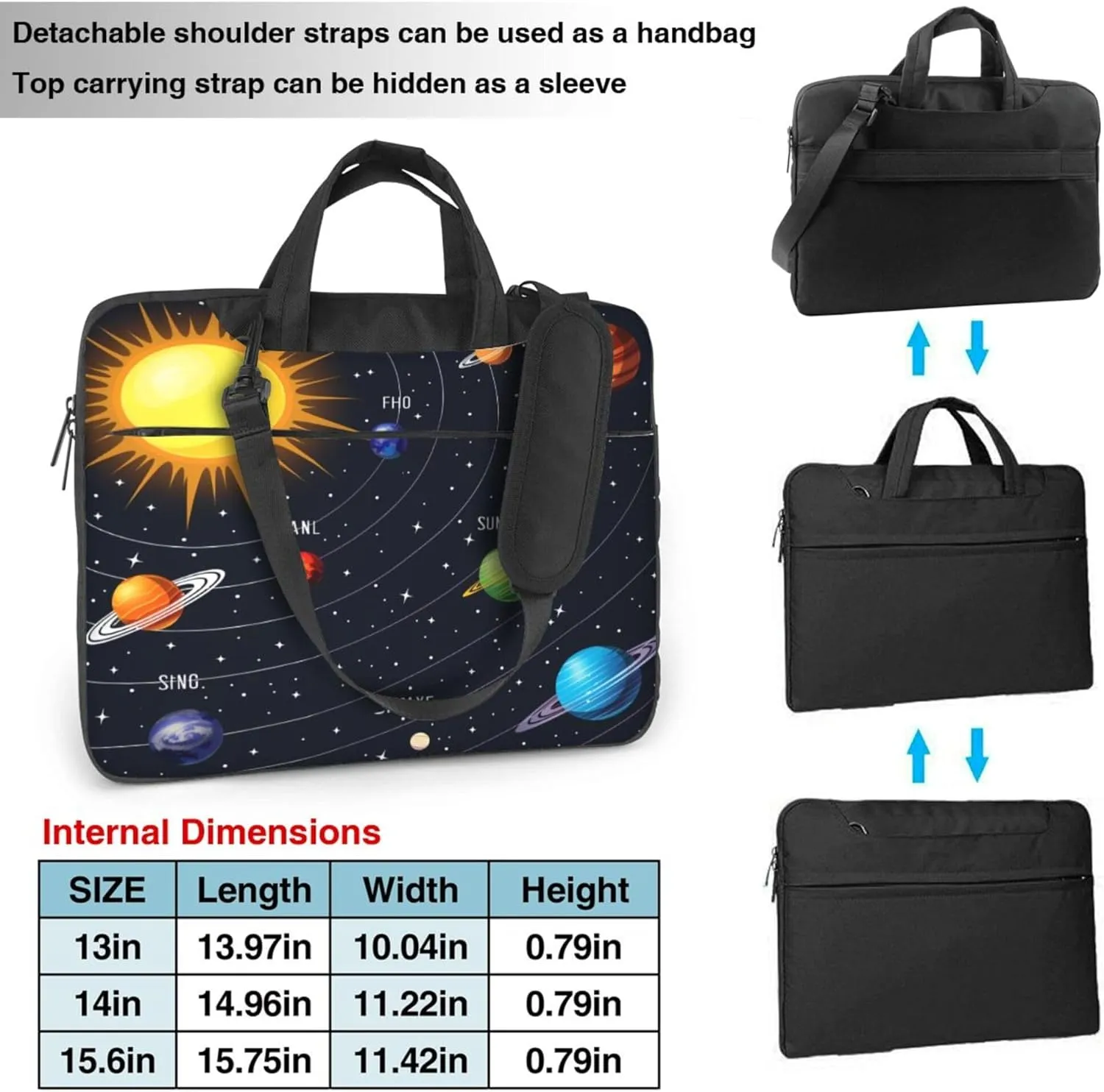 Galaxy Planet Laptop Shoulder Bag for Women, Solar System Planet Laptop Sleeve Case Durable Computer Bag
