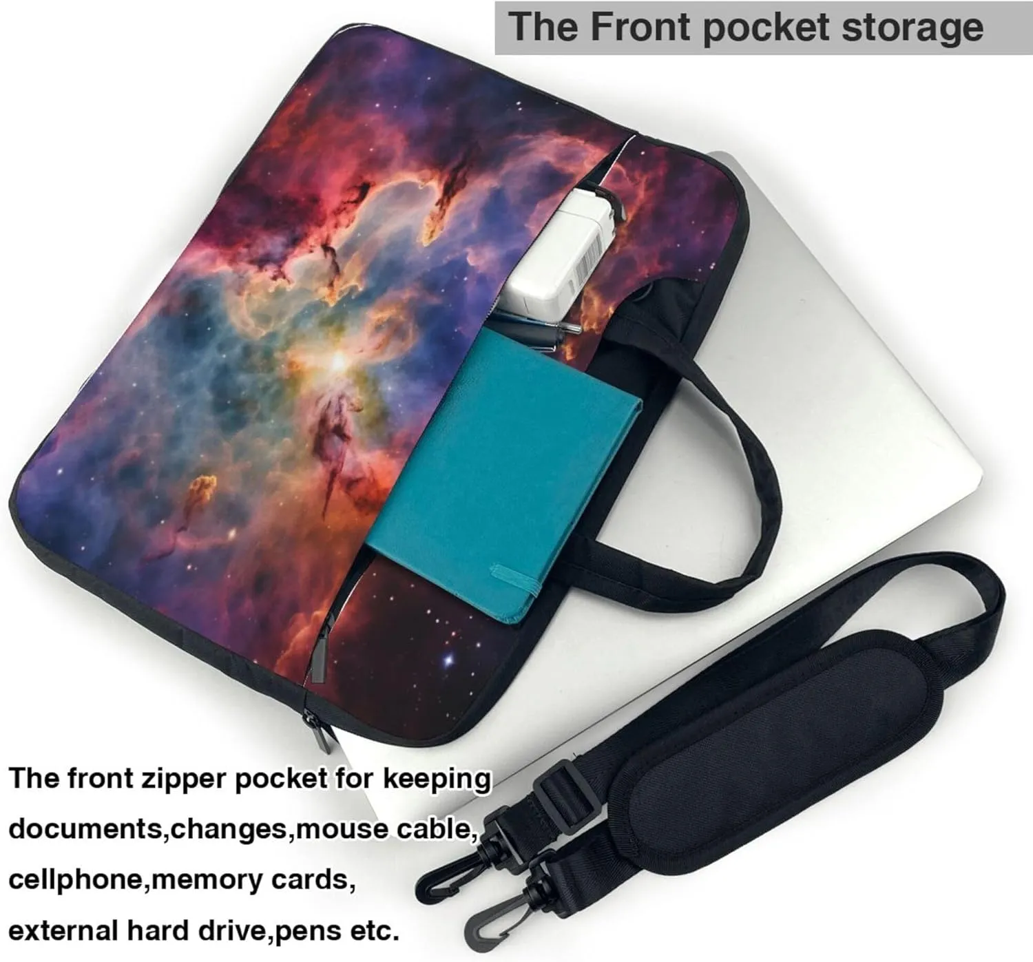 Galaxy Universe Nebula Cloud Laptop Shoulder Bag for Women, Laptop Sleeve Case Durable Computer Bag