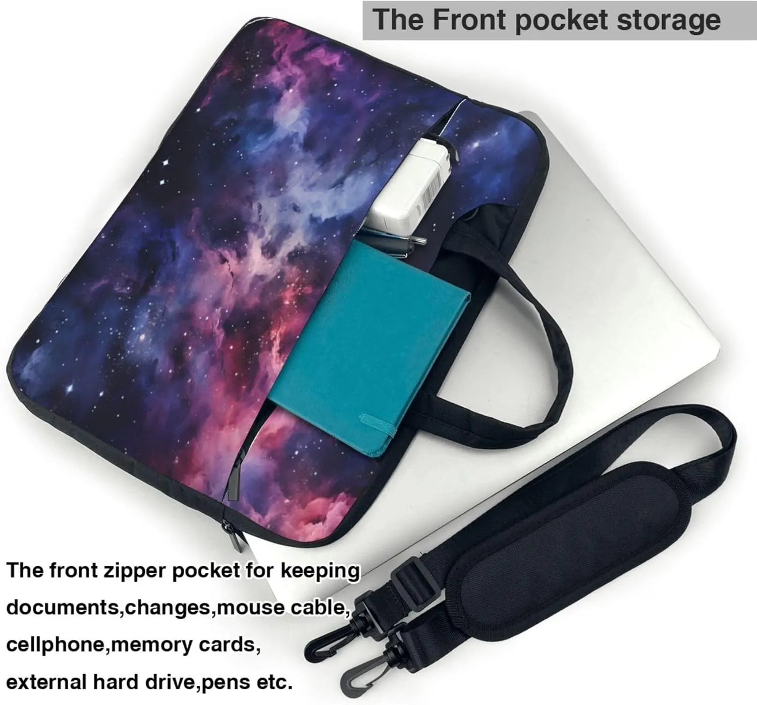 Galaxy Universe Space Nebula Laptop Shoulder Bag for Women, Laptop Sleeve Case Durable Computer Bag