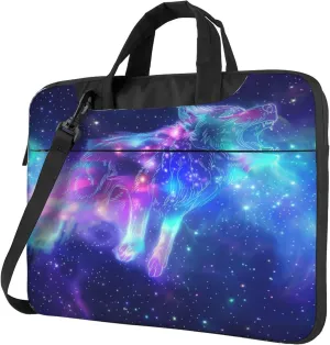 Galaxy Wolf Laptop Shoulder Bag for Women, Space Animal Laptop Sleeve Case Durable Computer Bag