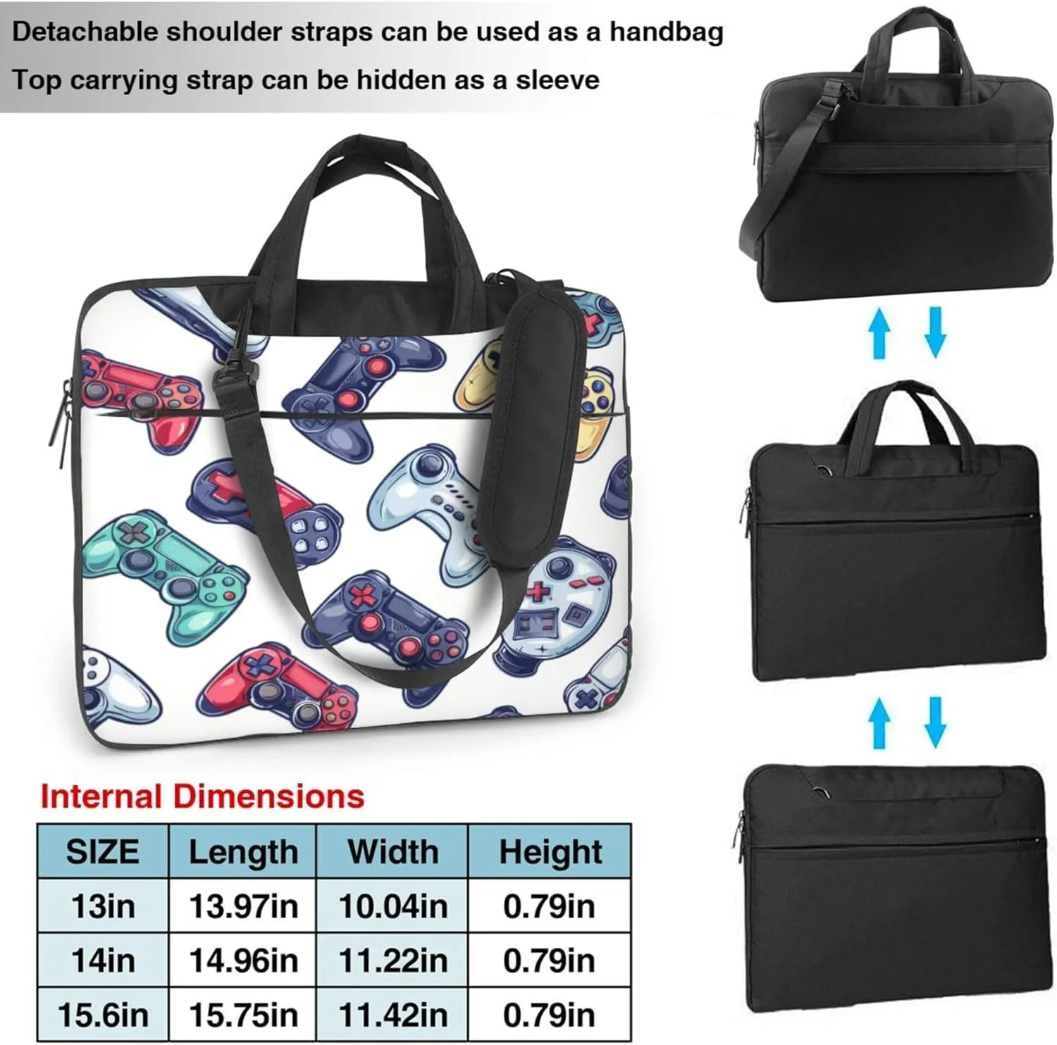 Games Painted Laptop Shoulder Bag for Women, Colorful Pattern Laptop Sleeve Case Durable Computer Bag