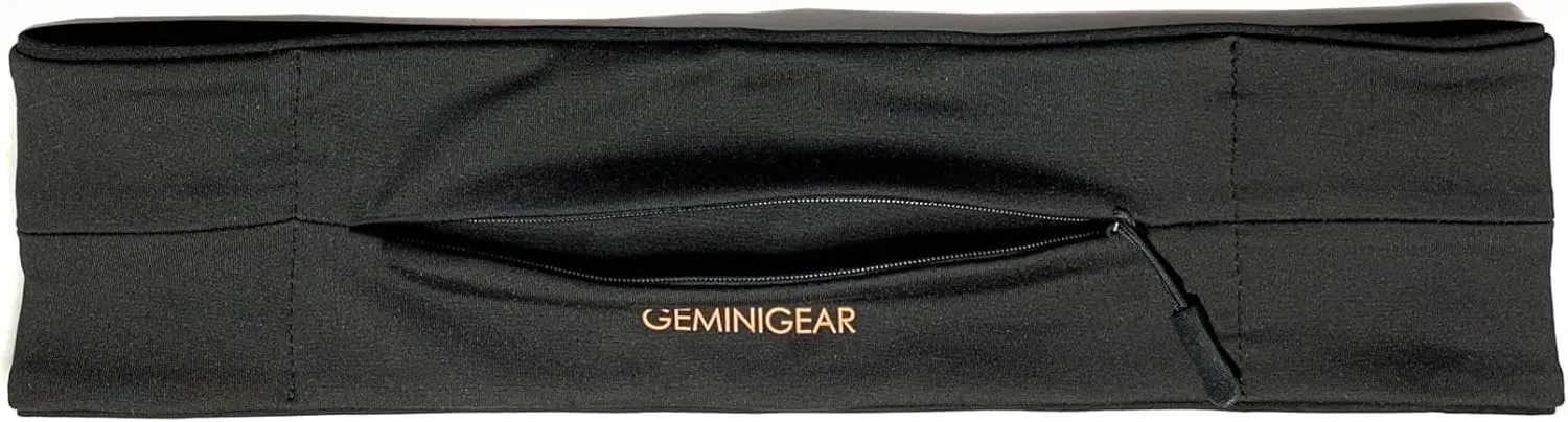 GEMINIGEAR Running Belt Fanny Pack Waist Bag with Zipper Pocket Durable and Light (Black, Medium)