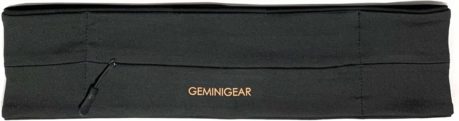 GEMINIGEAR Running Belt Fanny Pack Waist Bag with Zipper Pocket Durable and Light (Black, Medium)