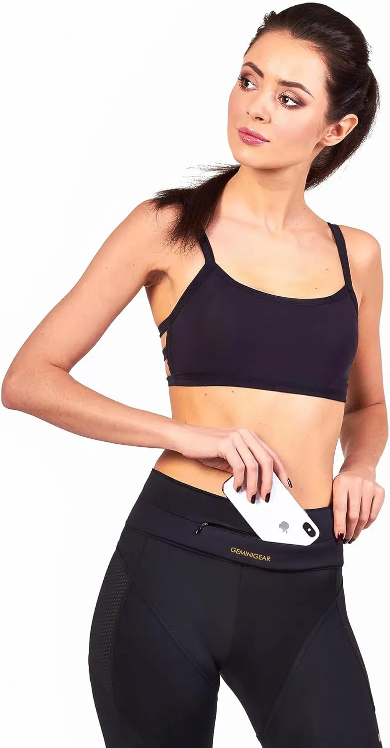 GEMINIGEAR Running Belt Fanny Pack Waist Bag with Zipper Pocket Durable and Light (Black, Medium)