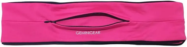 GEMINIGEAR Running Belt Fanny Pack Waist Bag with Zipper Pocket Durable and Light (Rose, Medium)