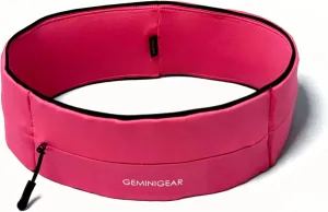 GEMINIGEAR Running Belt Fanny Pack Waist Bag with Zipper Pocket Durable and Light (Rose, Medium)