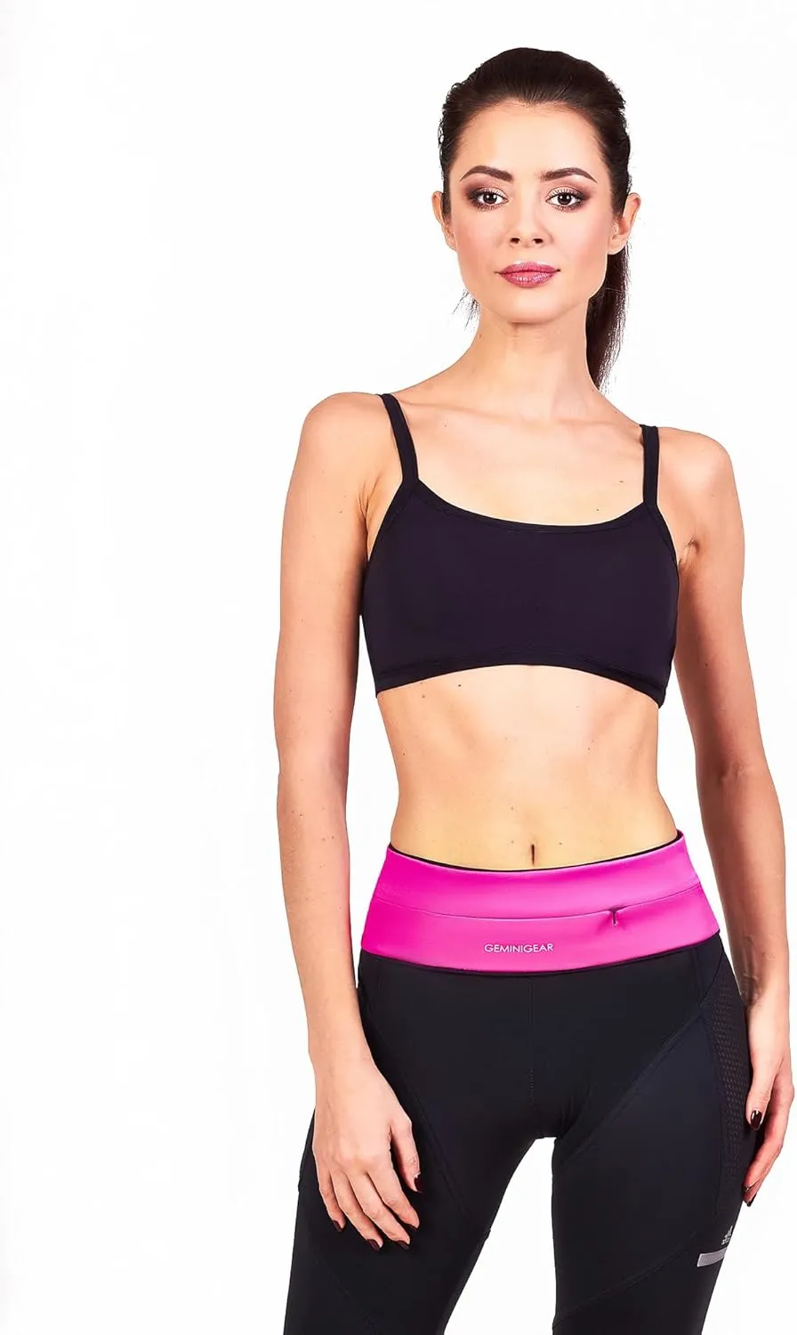 GEMINIGEAR Running Belt Fanny Pack Waist Bag with Zipper Pocket Durable and Light (Rose, Medium)
