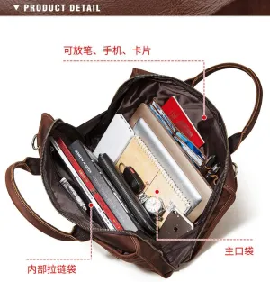 Genuine Leather Mens Business Bag Briefcase, Leather Multifunctional Messenger Bag Large Capacity Retro Mens Bag, Laptop Bag