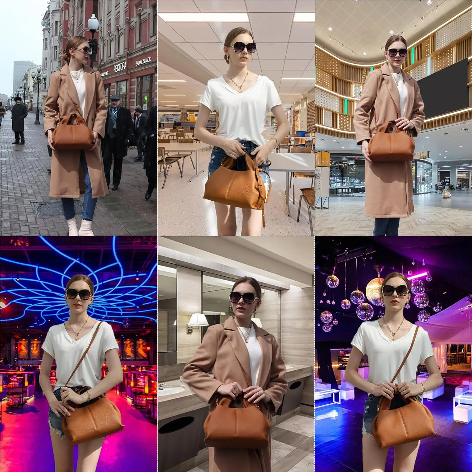 Genuine Leather Retro Shoulder Crossbody Bag for Women, Chic Dumpling Bag and Cute Cloud Handbag for Women
