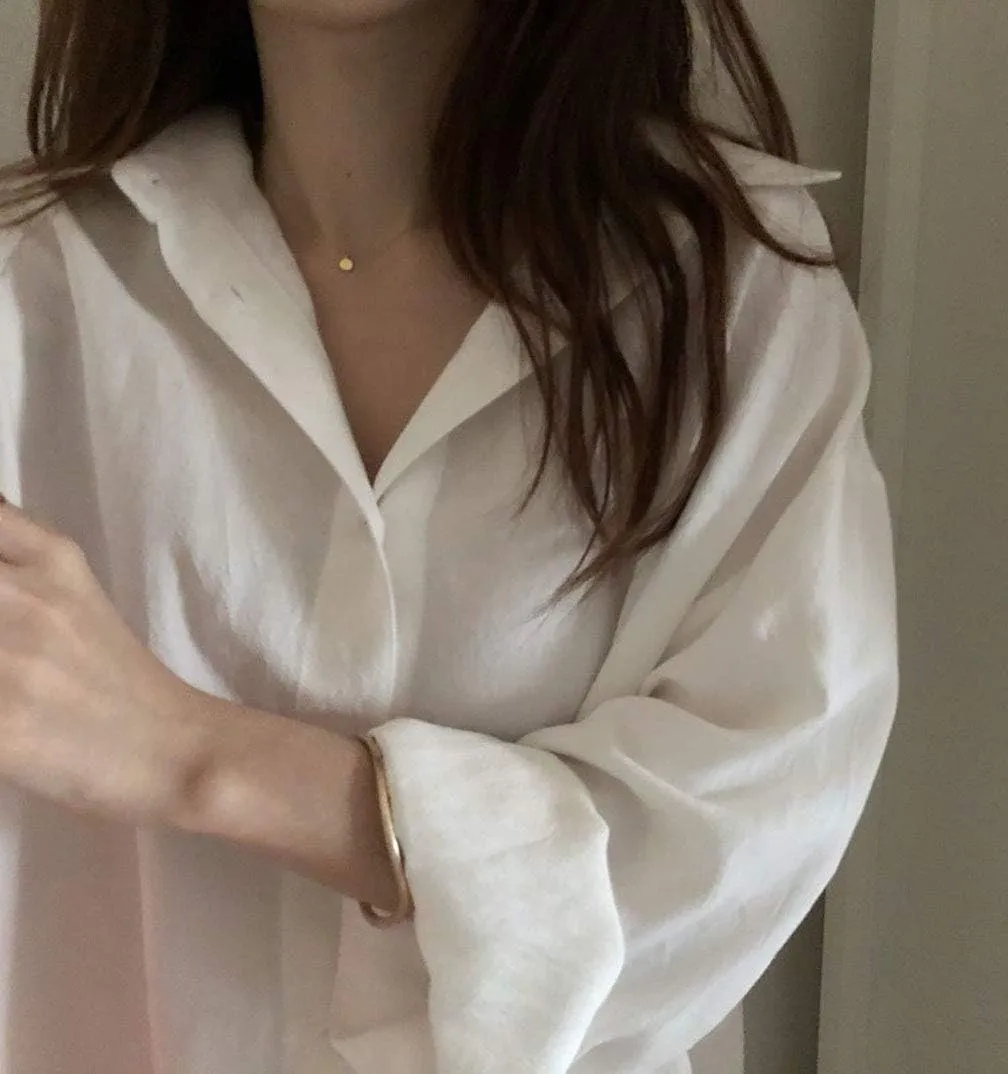 GGUHHU Womens Chic Button Down Rolled-Up Sleeve Long Cotton Blouse Maxi Dress