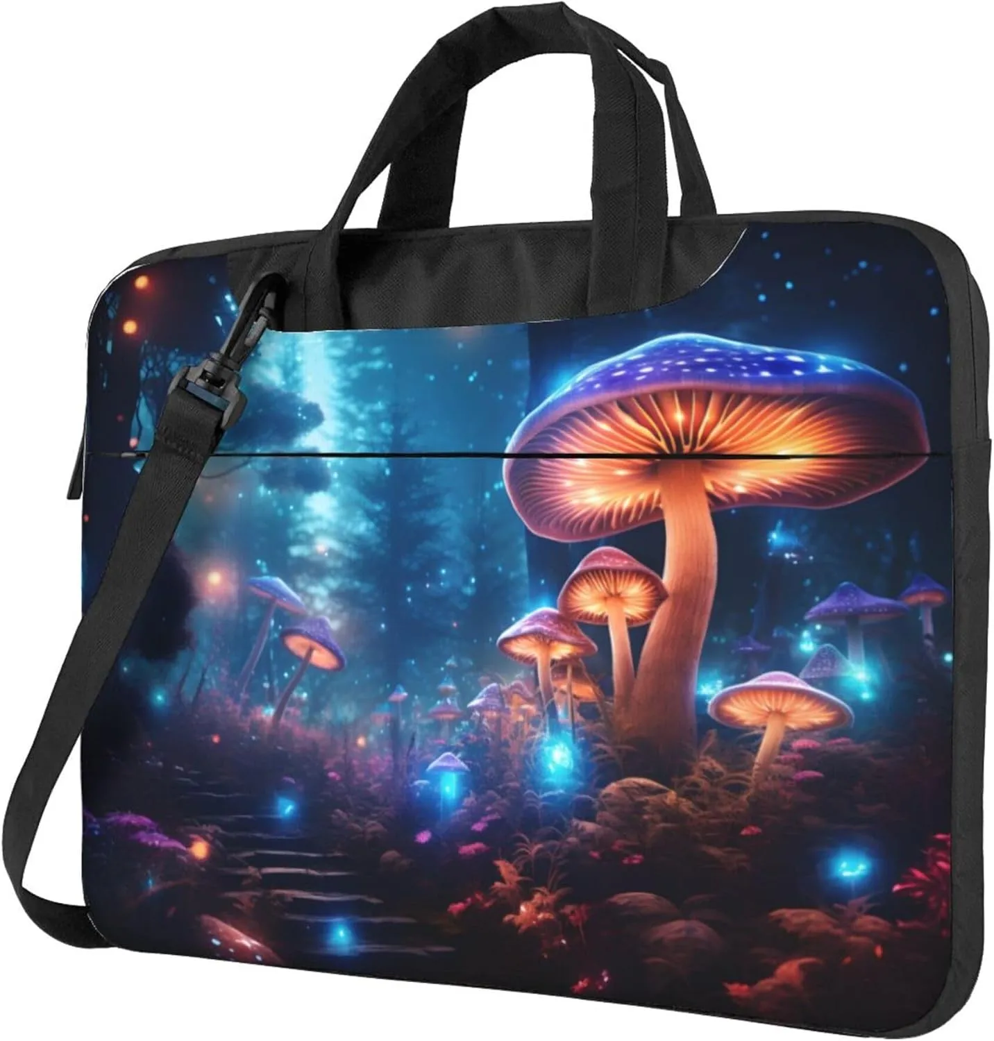 Glow Mushrooms Tropical Forest Laptop Shoulder Bag for Women, Laptop Sleeve Case Durable Computer Bag
