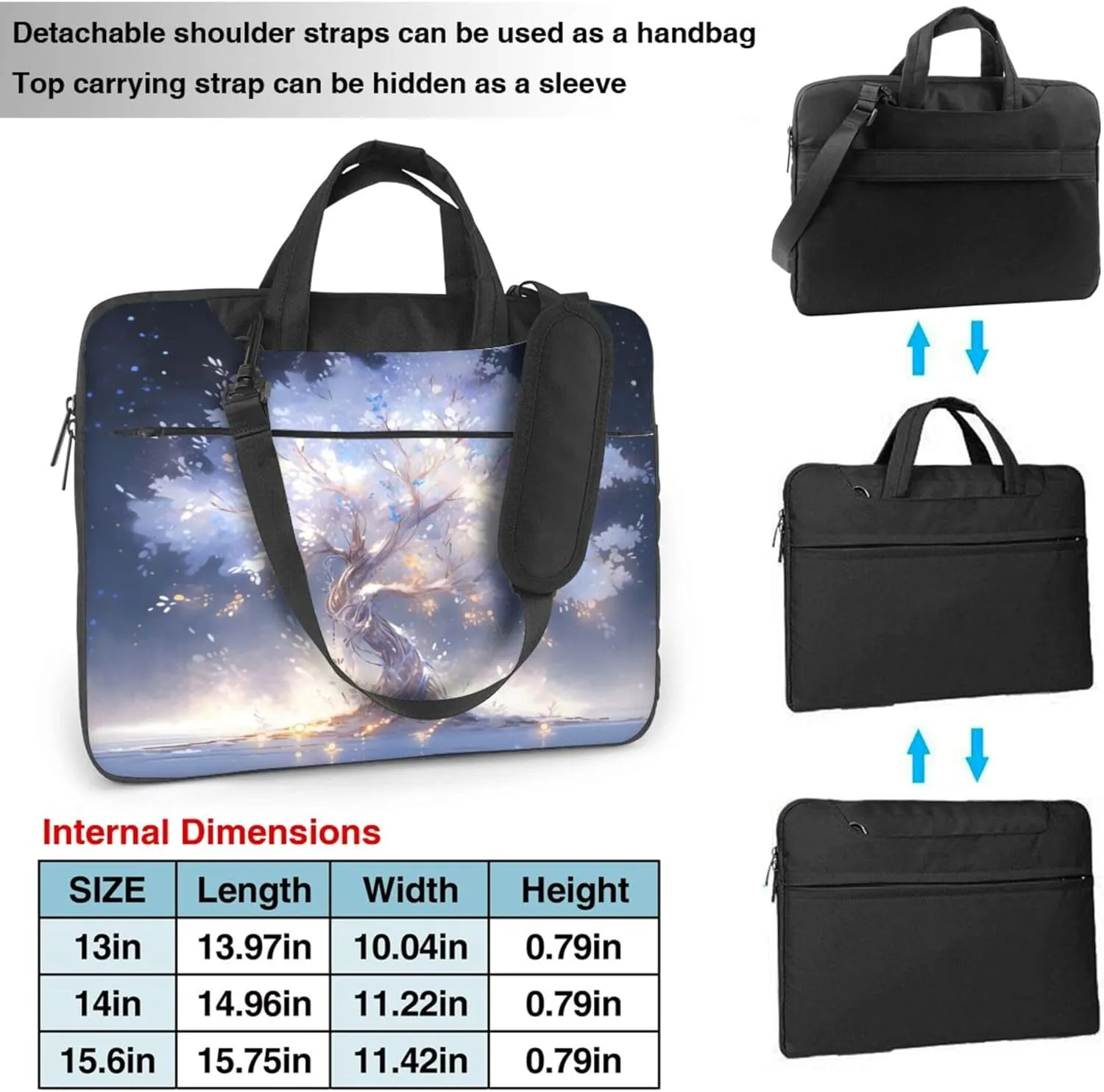 Glow Tree Abstract Plant Laptop Shoulder Bag for Women, Laptop Sleeve Case Durable Computer Bag