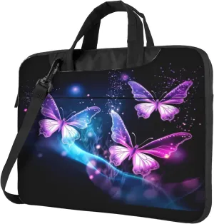Glowing Butterfly Laptop Shoulder Bag for Women, Butterfly Laptop Sleeve Case Durable Computer Bag