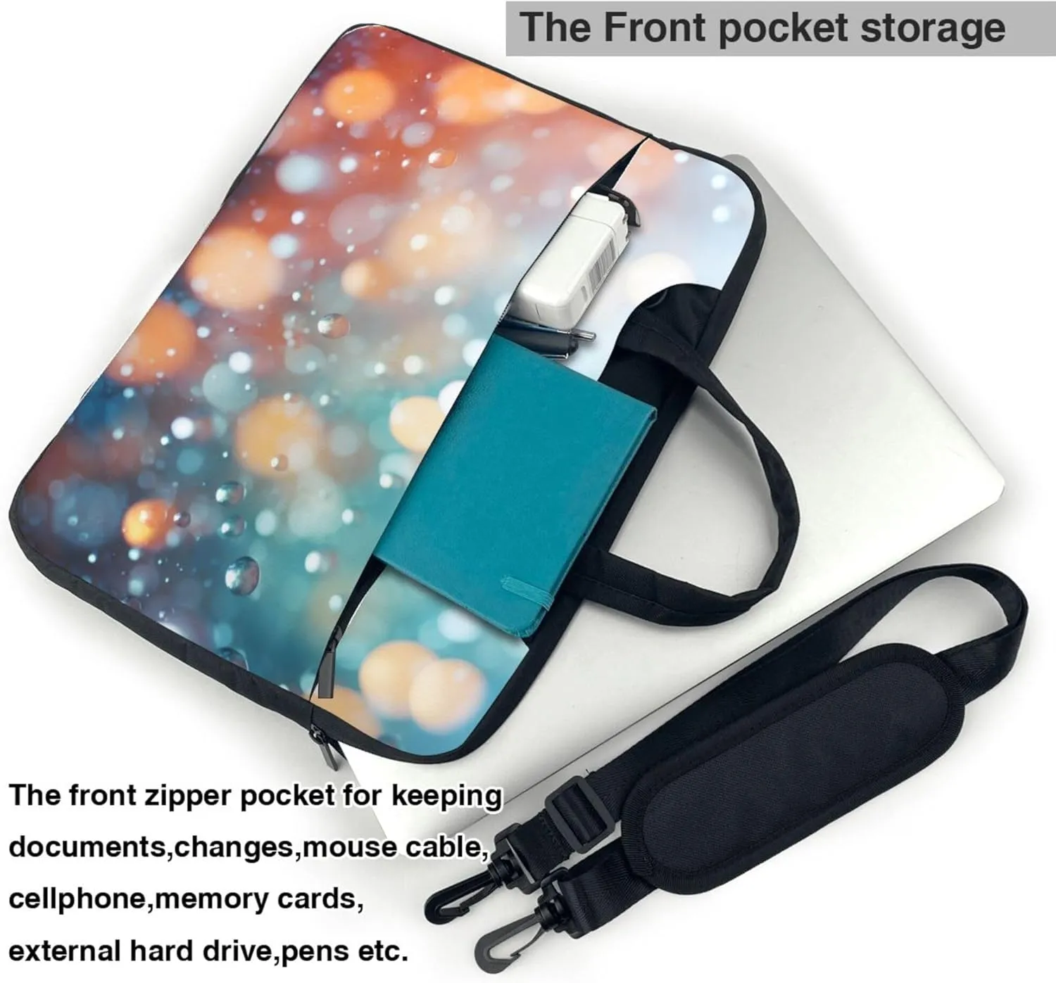 Glowing Colorful Polka Dot Laptop Shoulder Bag for Women, Laptop Sleeve Case Durable Computer Bag