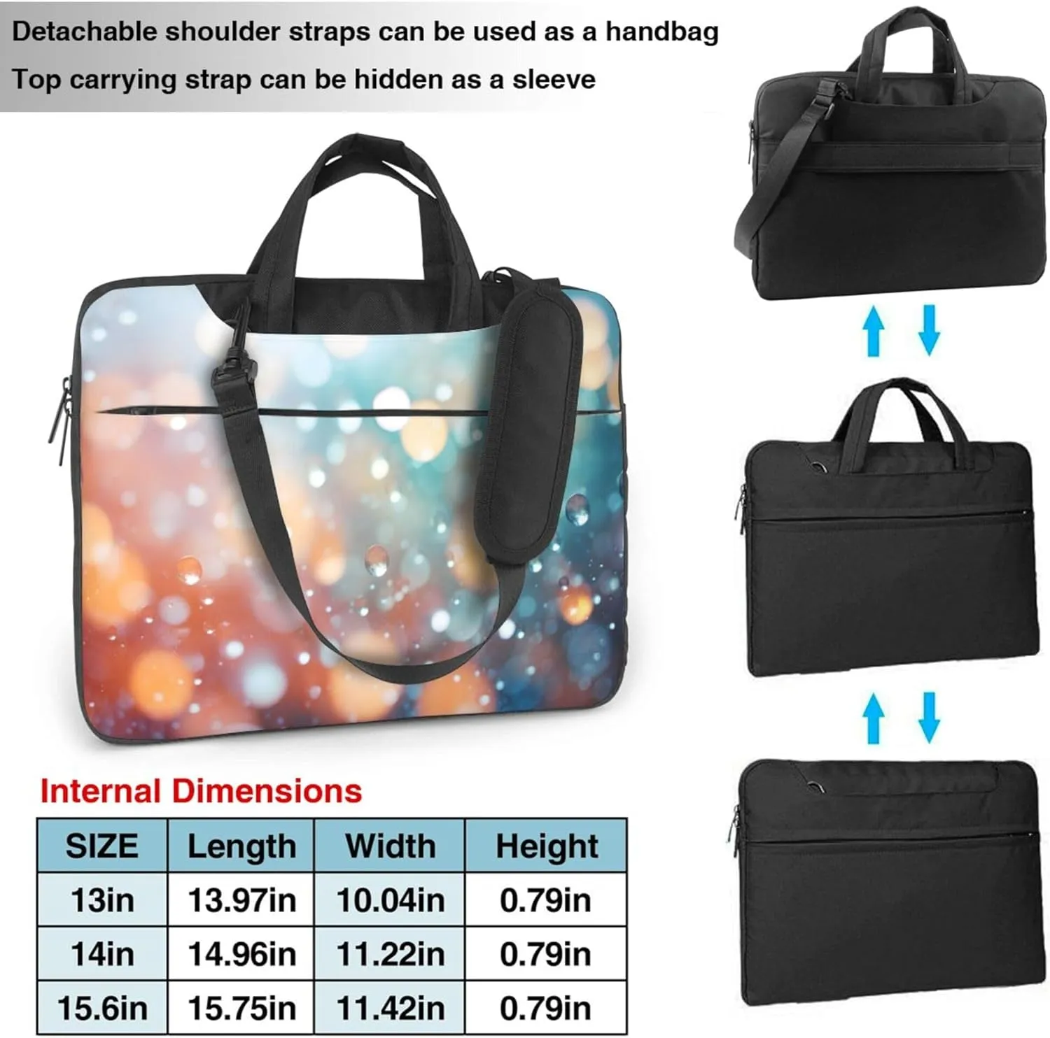 Glowing Colorful Polka Dot Laptop Shoulder Bag for Women, Laptop Sleeve Case Durable Computer Bag