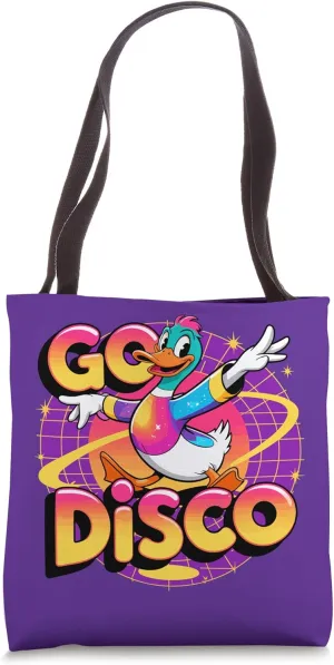 Go Disco Funny Duck 80s Retro Groovy Dance Design Tote Bag