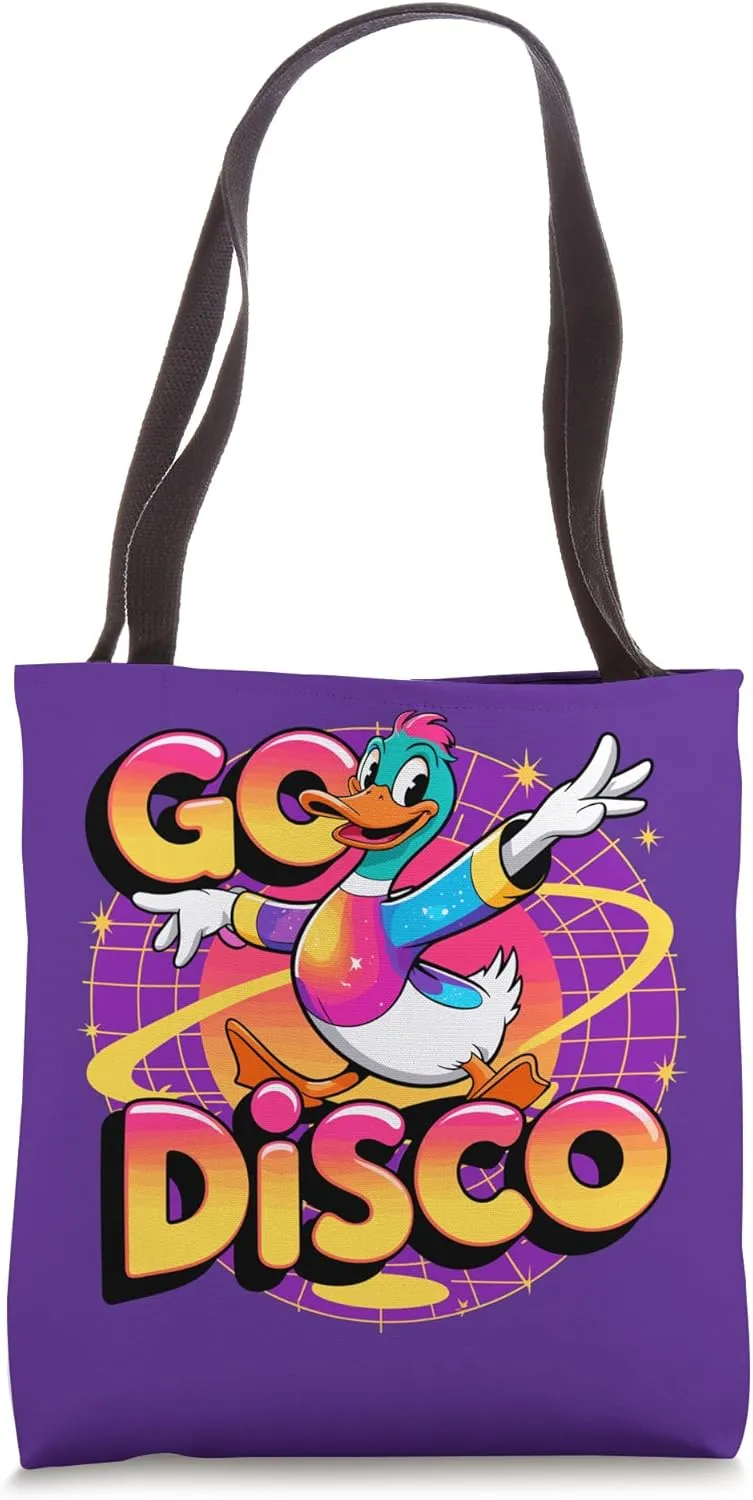 Go Disco Funny Duck 80s Retro Groovy Dance Design Tote Bag