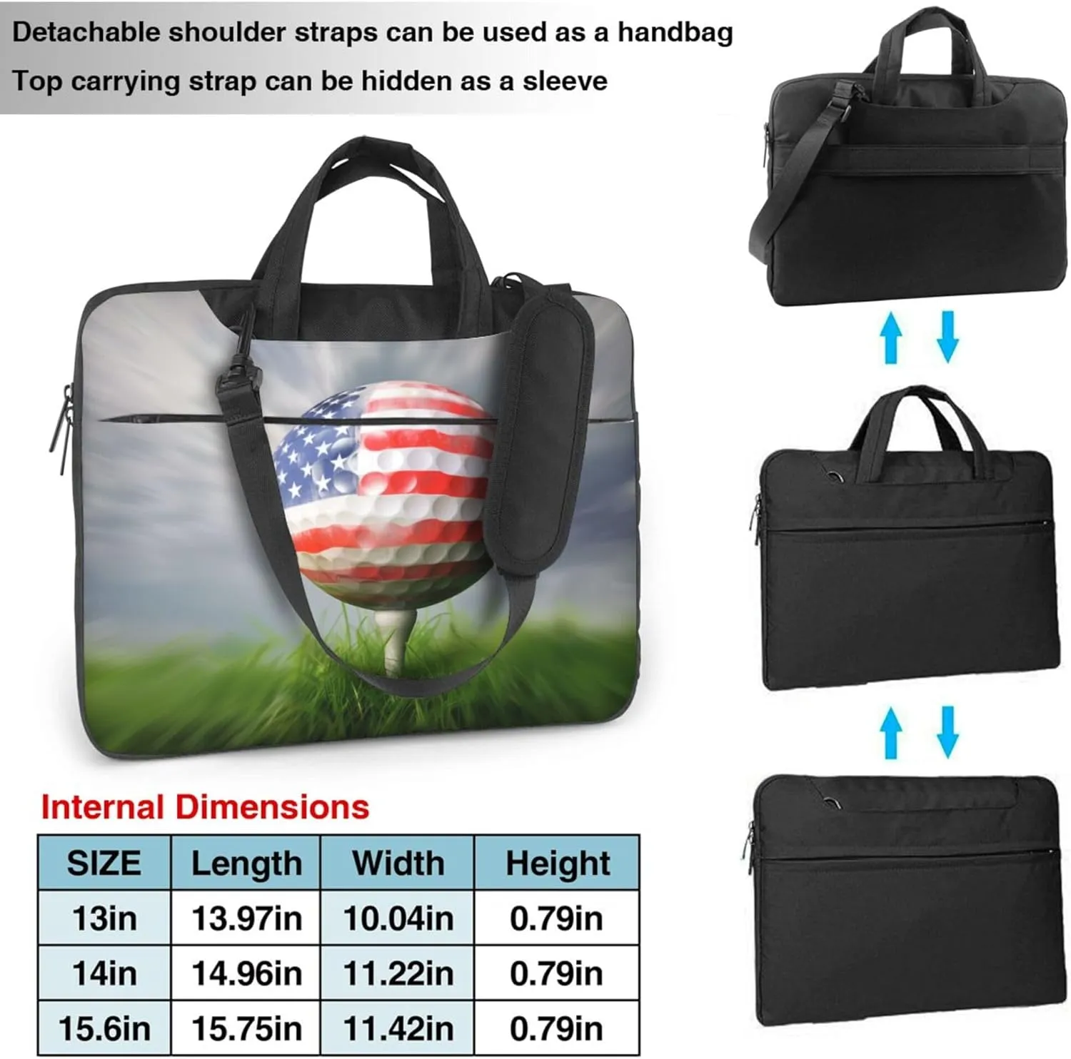 Golf Ball Flag Laptop Shoulder Bag for Women, Laptop Sleeve Case Durable Computer Bag