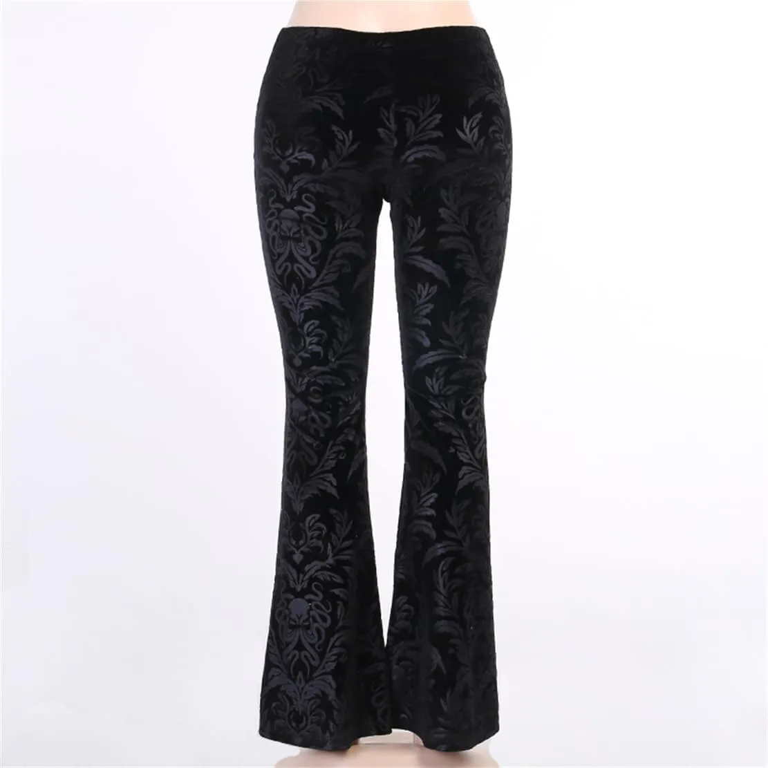 Gothic Bell Bottom Pants for Women Goth Grunge Black High Waisted Flare Leggings Boho Hippie Festival Outfits