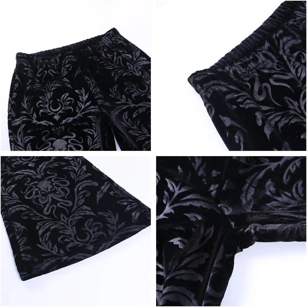 Gothic Bell Bottom Pants for Women Goth Grunge Black High Waisted Flare Leggings Boho Hippie Festival Outfits