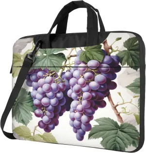 Grape Flower Leaves Laptop Shoulder Bag for Women, Laptop Sleeve Case Durable Computer Bag