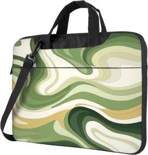 Green Abstract Painted Laptop Shoulder Bag for Women, Laptop Sleeve Case Durable Computer Bag