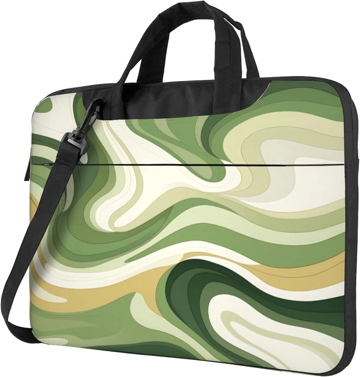 Green Abstract Painted Laptop Shoulder Bag for Women, Laptop Sleeve Case Durable Computer Bag