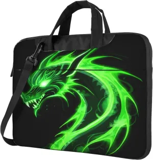Green Dragon Fire Animal Laptop Shoulder Bag for Women, Laptop Sleeve Case Durable Computer Bag