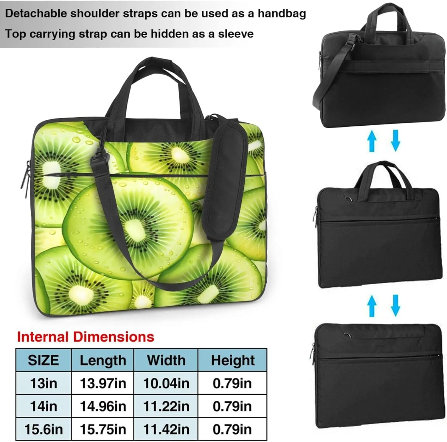 Green Fruit Summer Laptop Shoulder Bag for Women, Laptop Sleeve Case Durable Computer Bag