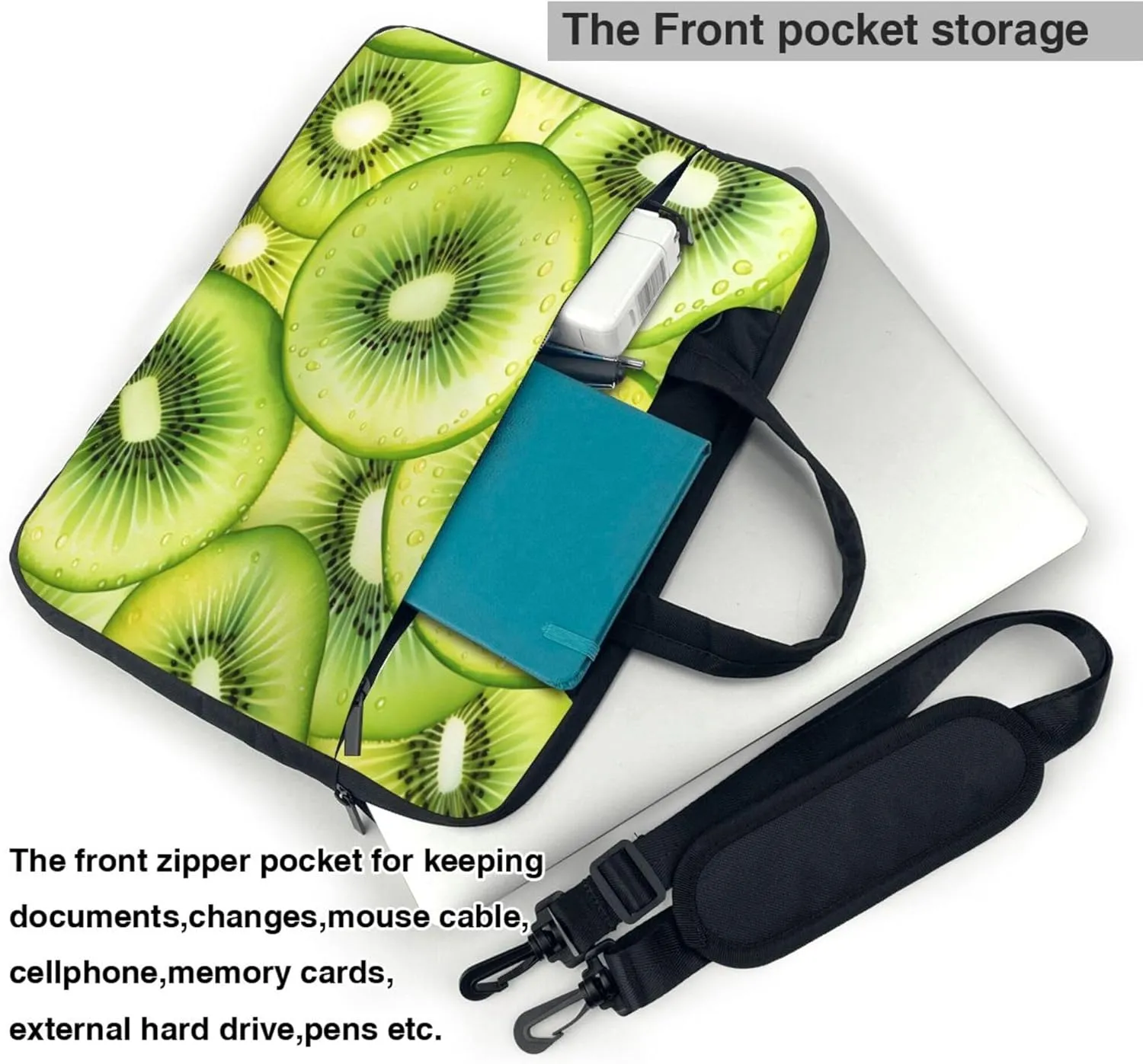 Green Fruit Summer Laptop Shoulder Bag for Women, Laptop Sleeve Case Durable Computer Bag