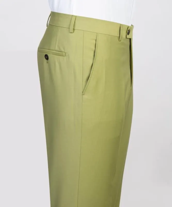 Green Notched Lapel Two Pieces Prom Suits Slim Fit with Belt