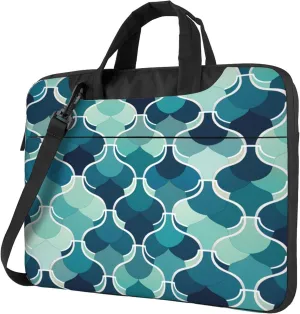 Green Painted Laptop Shoulder Bag for Women, Abstract Pattern Laptop Sleeve Case Durable Computer Bag