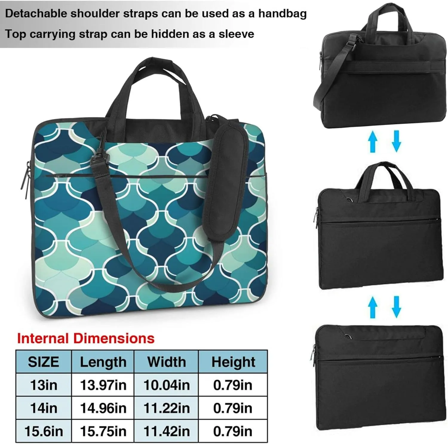 Green Painted Laptop Shoulder Bag for Women, Abstract Pattern Laptop Sleeve Case Durable Computer Bag