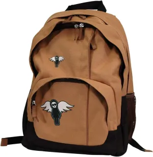 Greg's Van Retro Punk-Style Canvas Backpack (Brown Duck w/Angel Decal)