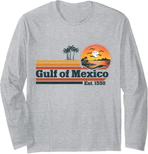 Gulf Of Mexico Est 1550 Vintage Sunset Beach Long Sleeve T-Shirt