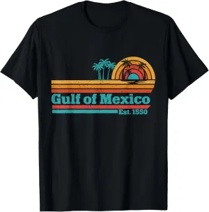 Gulf Of Mexico Est 1550 Vintage Sunset Beach T-Shirt
